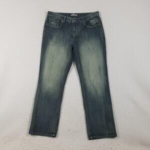 Keiole Jeans Mens 36x30 Blue Straight Leg Distressed Faded Denim Pants Casual